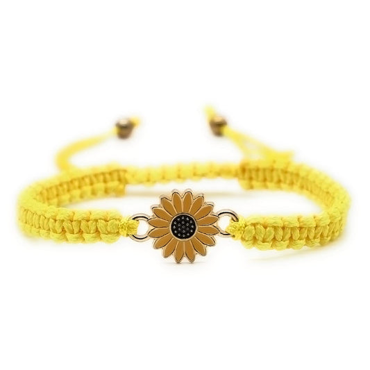 Sunflower Bracelets Adjustable Boho Sunflower Daisy Charm Bracelets Handmade Braided Rope Friendship Matching Bracelets Promise Bracelets for Couples Women