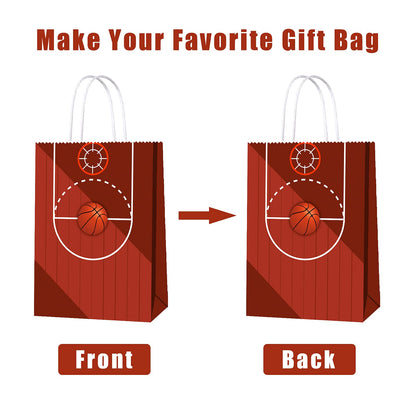 16 PCS Basketball Gift Bags with Handles for Basketball Birthday Party Supplies, Basketball Party Favor Bags Candy Treats Bags, Basketball Goodie Bags for Kids Boys Girls