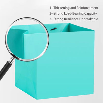 Teal Blue Paper Gift Bag 10 in Large Gift Box Square Bottom Kraft Paper Bags with Handles for Wedding Baby Shower Birthday Party (Teal Blue, 10 x 10 x 10 in, 10 CT)
