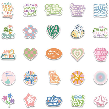 Cute Pink Inspirational Aesthetic Stickers for Women, 50PCS Motivational Vinyl Waterproof Stickers for Water Bottles Laptop Scrapbook, Encouragement Decals
