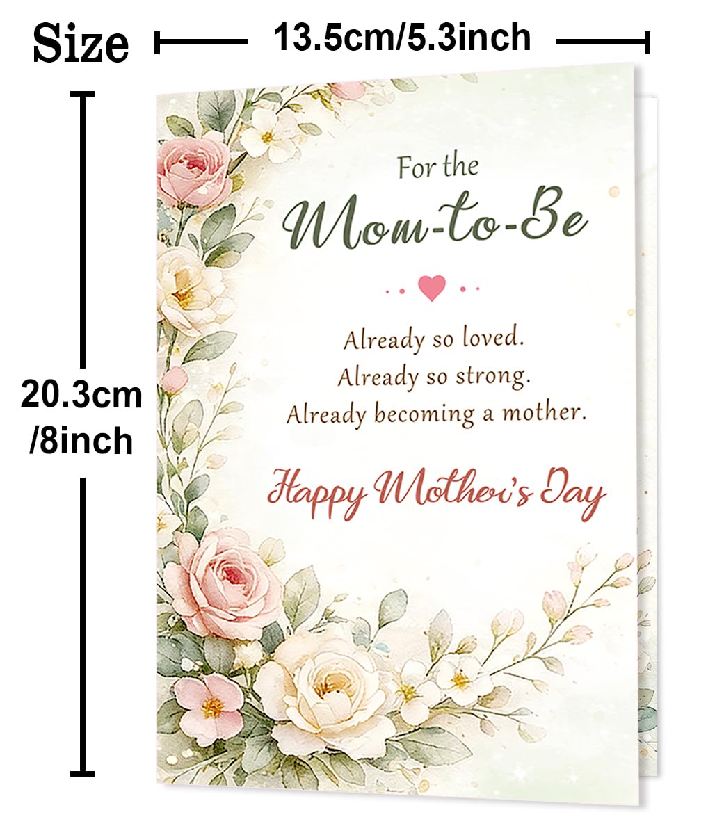 Beixian Mother's Day Card for Mom to Be, Mother's Day Gift for Mom to Be, Floral Greeting Card for Expecting Mom