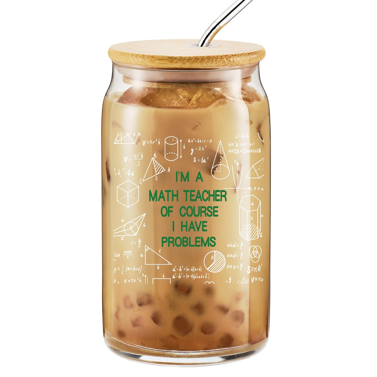 JERIO Math Teacher Gifts for Women,Men -Teachers Appreciation Gifts,Graduation,Birthday,Christmas Gift for Math Teacher-I'm A Math Teachers Of Course I Have Problems 16oz Drinking Glass