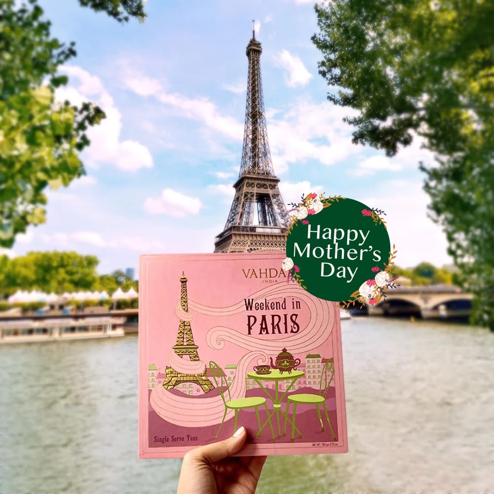 VAHDAM, Weekend in Paris Tea Gift Set - 9 Assorted Teas | Travel Edition Gift Box | Natural Ingredients Luxury Tea Set | Gluten Free, Non-GMO