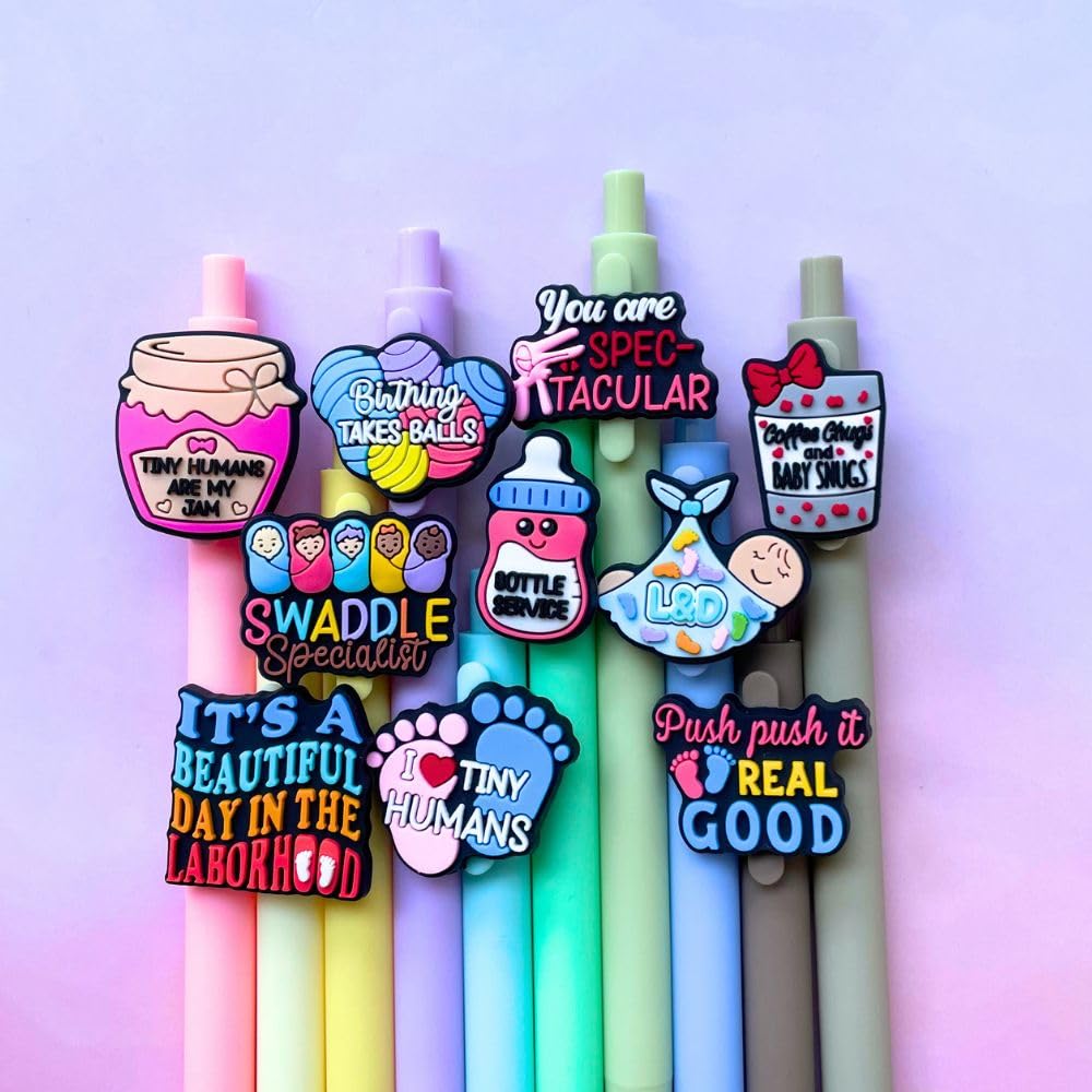10PC Labor & Delivery Pens Funny Sayings Swaddle Specialist Obgyn Maternity Postpartum I&D OB Nurse Accessories Neonatal Office Supplies Gifts For Midwife NICU Labour Nurses Birth Coach Midwife