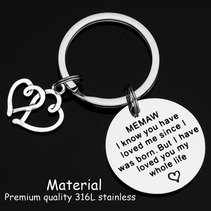 Jewelry Memaw Gifts Keychain for Women Worlds Best Memaw Ever Key Chains Present for a Memaw Keyring to My Memaw Keychain, Silver
