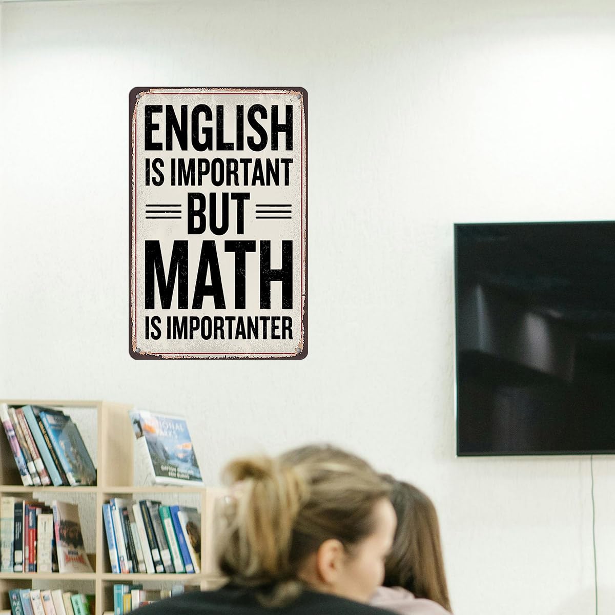 Funny Math Posters - Math Teacher Gift, Tin Sign Wall Art, Ideal Gifts for Math Teachers, Middle School & High School Classroom Decor, 8x12 Inch Metal Sign
