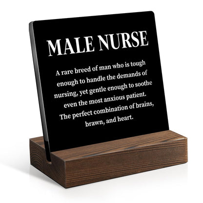 Male Nurse Definition Acrylic Sign with Wooden Stand, Appreciation Gifts for Male Nurse Healthcare Worker, Men Nurse Gifts, Thank You Nurse Gifts, Nurses Week Gifts for Men