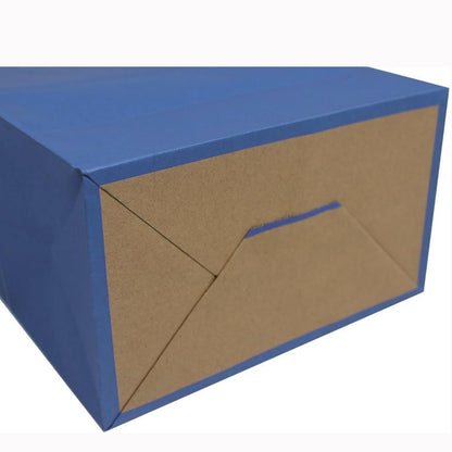 bagmad 100 Pack 5.25x3.25x8 Inch Small Blue Kraft Paper Bags with Handles Bulk, Gift Bags, Craft Grocery Shopping Retail Party Favors Wedding Sacks (Blue, 100pcs)