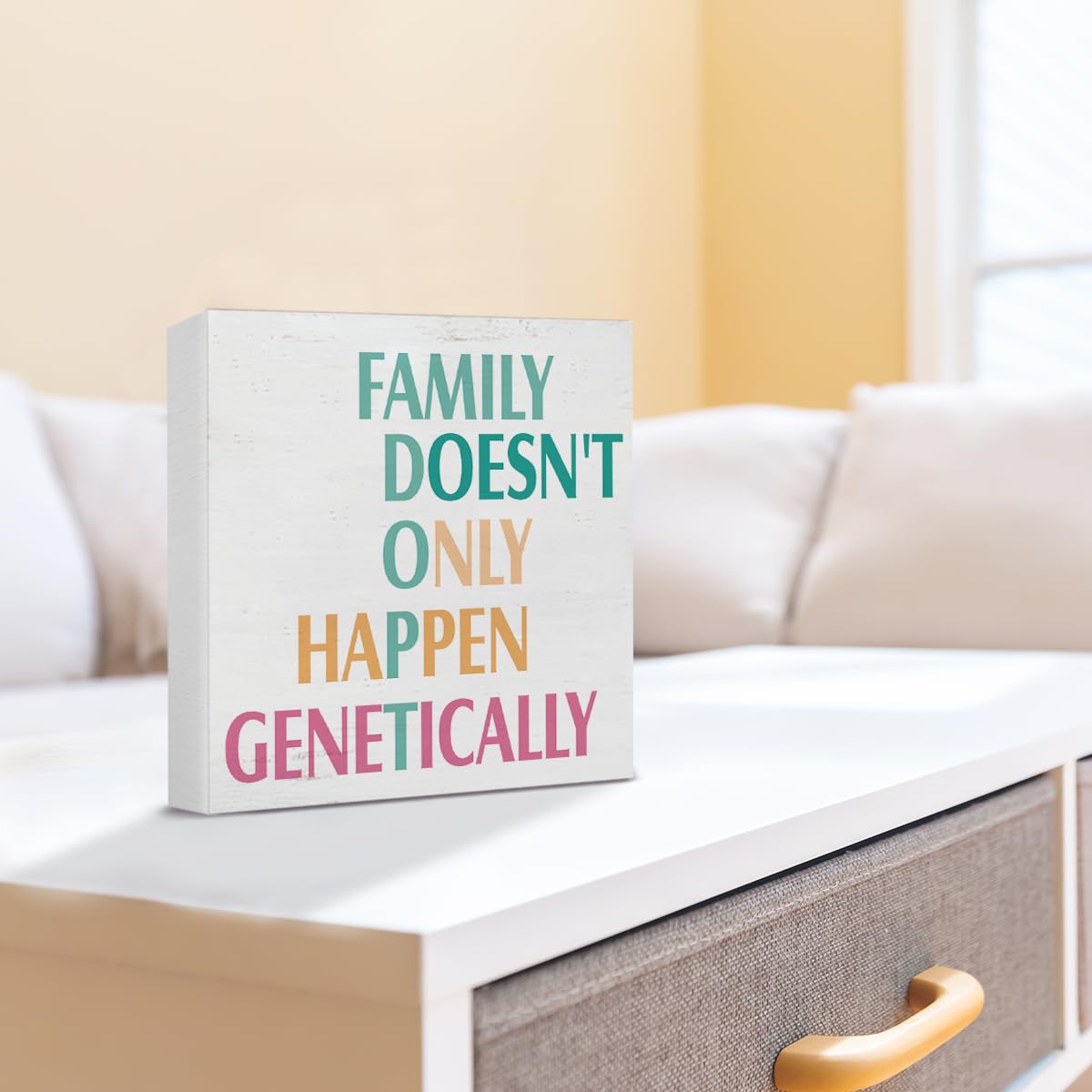 Adoption Gifts for Adoptive Parents Mom, Adoption Day Gift for Family, Adoptive Parents Gifts Family Doesn't Only Happen Genetically Wood Sign Decoration for Home Living Room Bedroom 5x5 Inch