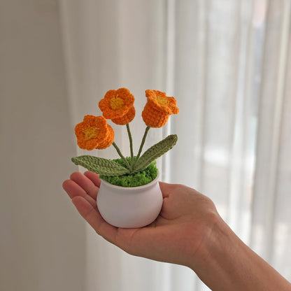 Joekaran Crochet Flowers Cute Little Flower, Farmhouse Fall Decor, Autumn Gifts for Women and Home, Thanksgiving, Halloween, Christmas, Office Desk Decoration (Orange Lily of the Valley)