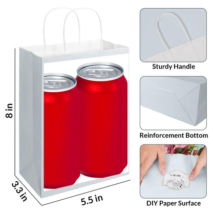 SUNEE Gift Bags with Handles 5.5x3.3x8, 100 Pcs Small Paper Gift Bags Bulk, 6 Pastel Color for Wedding, Birthday, Party Supplies and Celebrations