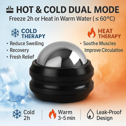 Flyfan Cold Massage Roller Ball, Small Gift for Teens, Men, Women, Boyfriend, Husband, Fitness Lovers, Stocking Stuffers,Handheld Muscle Roller Ball for Neck, Shoulders, Back, Calves & Feet