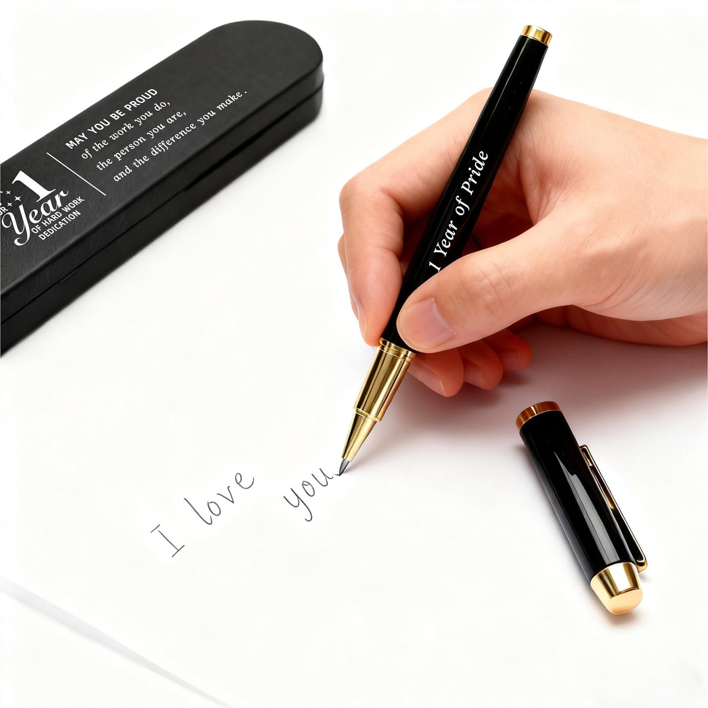 1 Year Work Anniversary Pen Gift- Engraved Gel Pen for Employee & Staff Appreciation Award, First Year Service Recognition