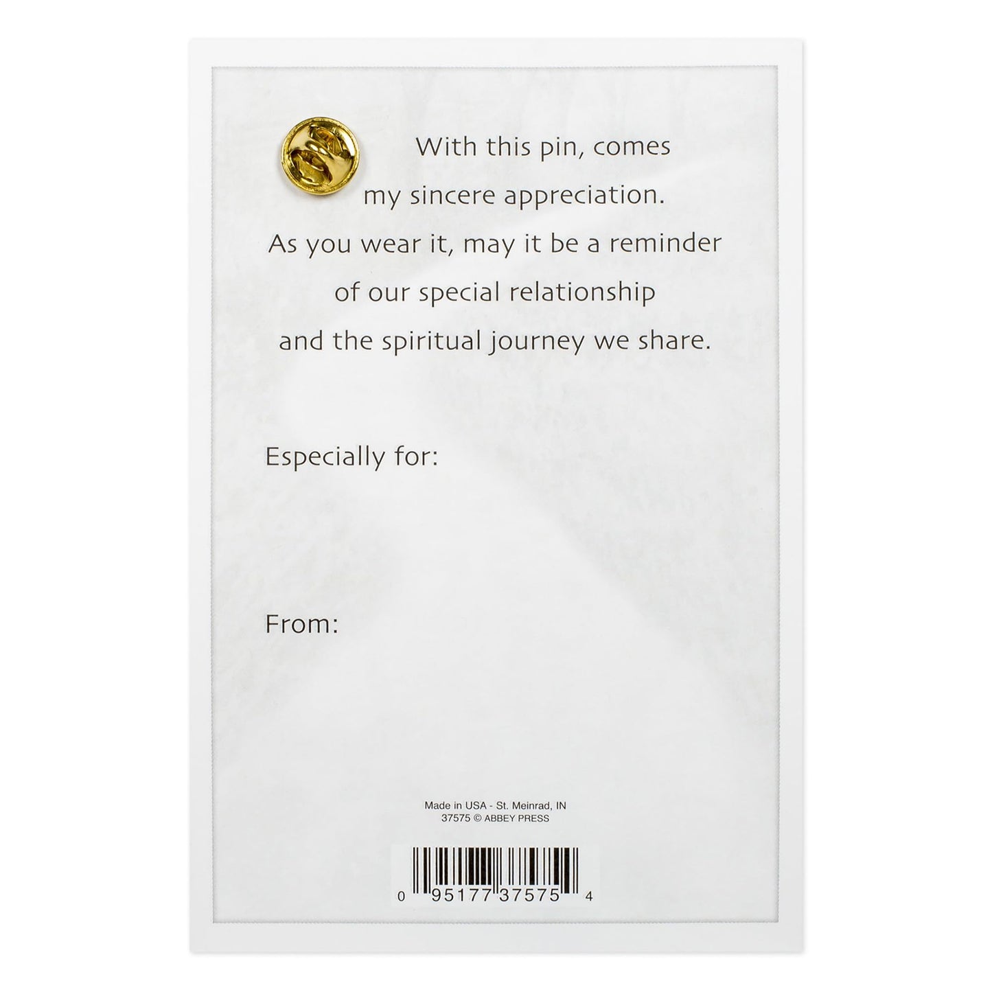 Abbey Gift 3.75" x 5.5" Confirmation Sponsor Pin and Card