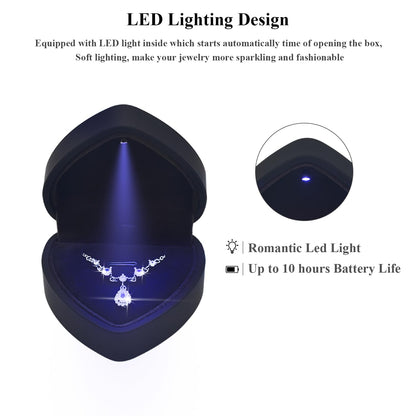 LED Heart Necklace Presentation Box with Automatic Light, Compact Necklace and Earring Display Case – Designed for Proposals, Romantic Gift Reveals, Weddings and Anniversary Moments, Black