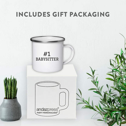 Andaz Press Stainless Steel Campfire Coffee Mug Thank You Gift, 1 Babysitter, 1-Pack, Birthday Gift Ideas Coworker Him Her, Includes Gift Box