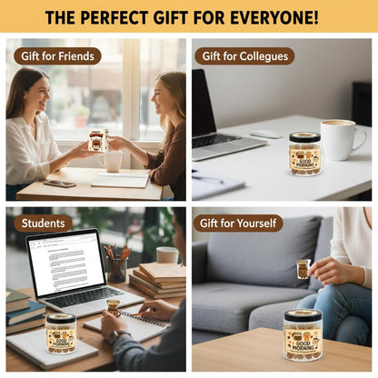 Positive Coffee Jar with 60 Affirmation Cards, Coffee Gifts For Women and Men, Dad, Mom, Coffee Themed Lover Gift, Emotional Support Latte, Cheer Up Funny Gag Gifts for Best Friends, Coworkers