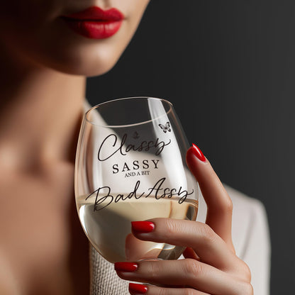 Funny Gifts for Women – Sassy Cute Fun Birthday Present for Friends, Sister, Coworkers, Neighbor Girlfriend Lovers, Gag Gifts for Woman, Man – 15oz Wine Glass for Women, Christmas Gift