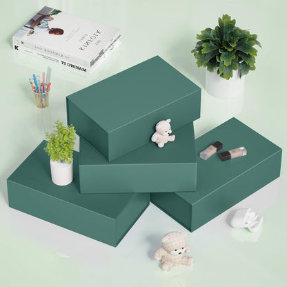 RYDDOY Green Gift Box, 9.5x6x3'' Gift box for Presents with Lids Magnetic Closure Rectangle Collapsible for Bridesmaid Proposal Box, Wedding, Christmas, Halloween, Birthday Gift Packging