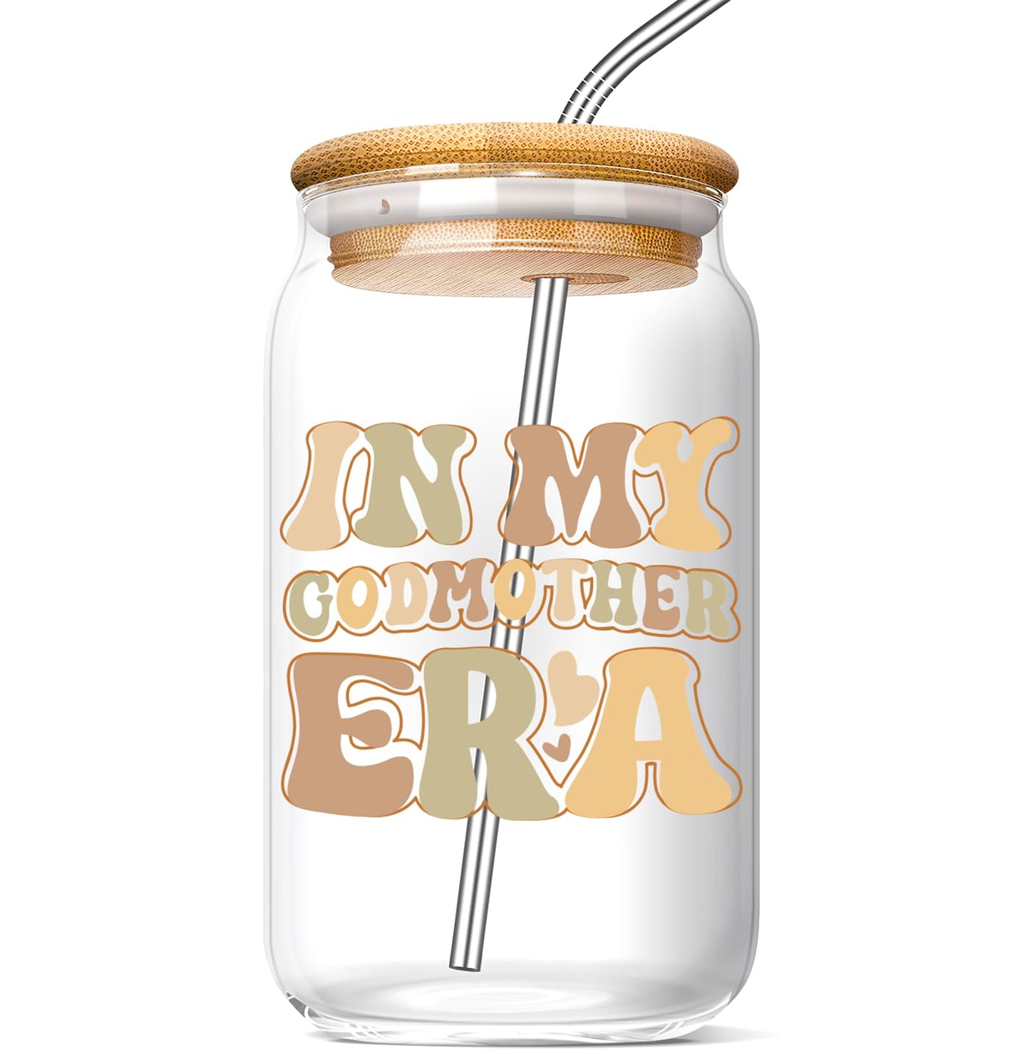 Godmother Proposal Gifts for Women: In My Godmother Era 16oz Coffee Glass Cup - Pregnancy Announcement Gifts for Mother's day Christmas Birthday From Godchild