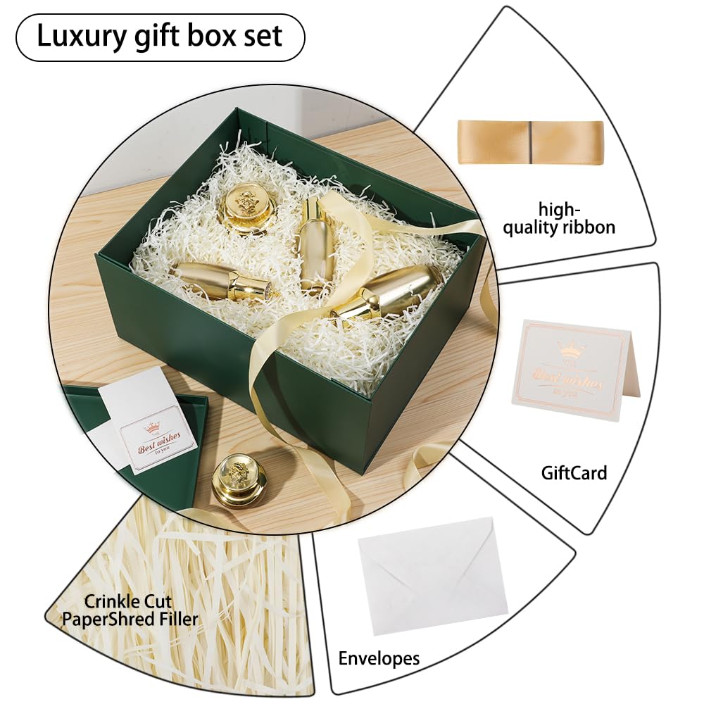 1Pcs Green Extra Large gift box with lids 16.5×13×8 Inches gift boxes for presents,Birthday Box (include Ribbon, Paper Shred Filler Gift Card & Envelopes)