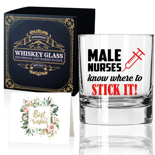AGMDESIGN Male Nurse Whiskey Glass Gift box - Healthcare Worker Retirement Present - Funny Nurses Day Appreciation Gifts for Women Men Nurse Doctor Healthcare Worker Medical Professional