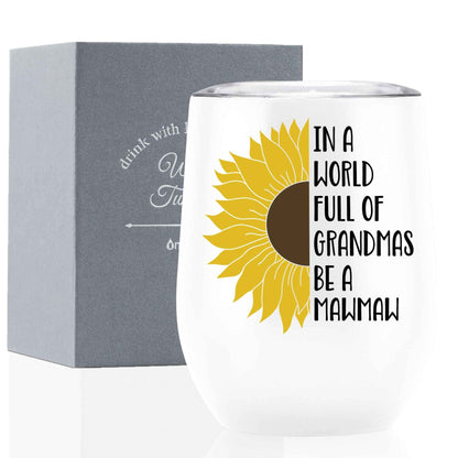 Onebttl Mawmaw Gifts, Sunflower Grandma Gifts, 12oz Stainless Steel Insulated Tumbler for Sunflower Lovers, Perfect for Mother's Day, Birthday