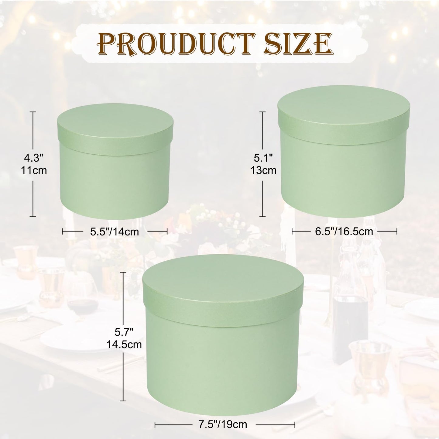 Mint Green Gift Box Round Gift Boxes with Lids Set of 3 Nesting Gift Boxes for Presents Assorted Sizes Flower Boxes for Arrangements Birthday Wedding Bridesmaid Graduation Christmas Party Gift Bags