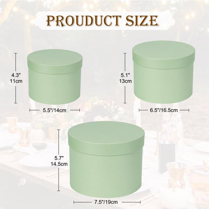 Mint Green Gift Box Round Gift Boxes with Lids Set of 3 Nesting Gift Boxes for Presents Assorted Sizes Flower Boxes for Arrangements Birthday Wedding Bridesmaid Graduation Christmas Party Gift Bags