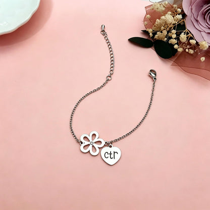 Choose The Right Bracelet-CTR Heart & Floral Pendant Latter Day Saints Jewelry Gift with Card for Women, LDS baptism Gifts