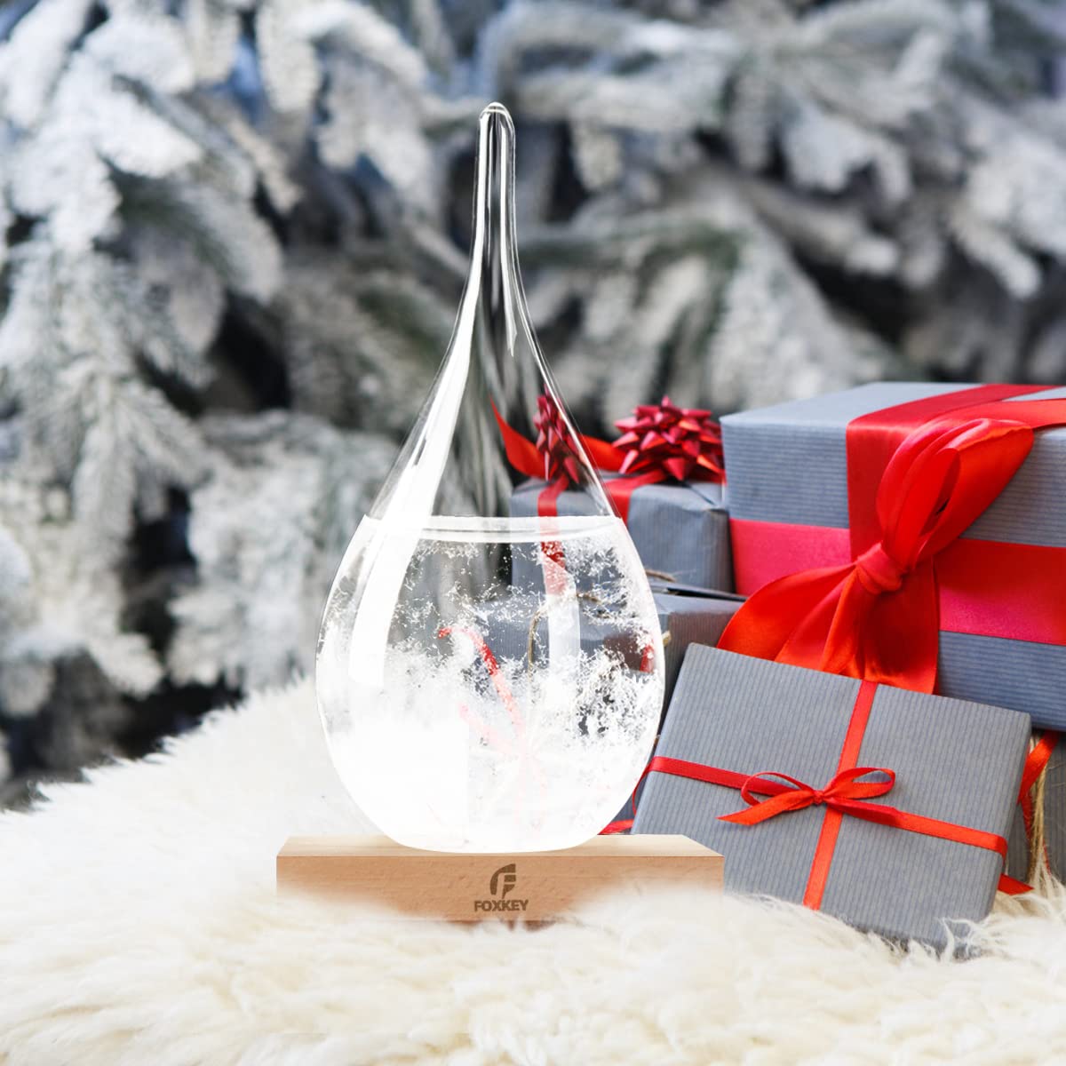 Storm Glass Weather Predictor, Teardrop-Shaped Weather Globe Home/Office Desktop Decoration, Christmas Decor Snow Globe Weather Forecast Station, Unique Christmas Gifts
