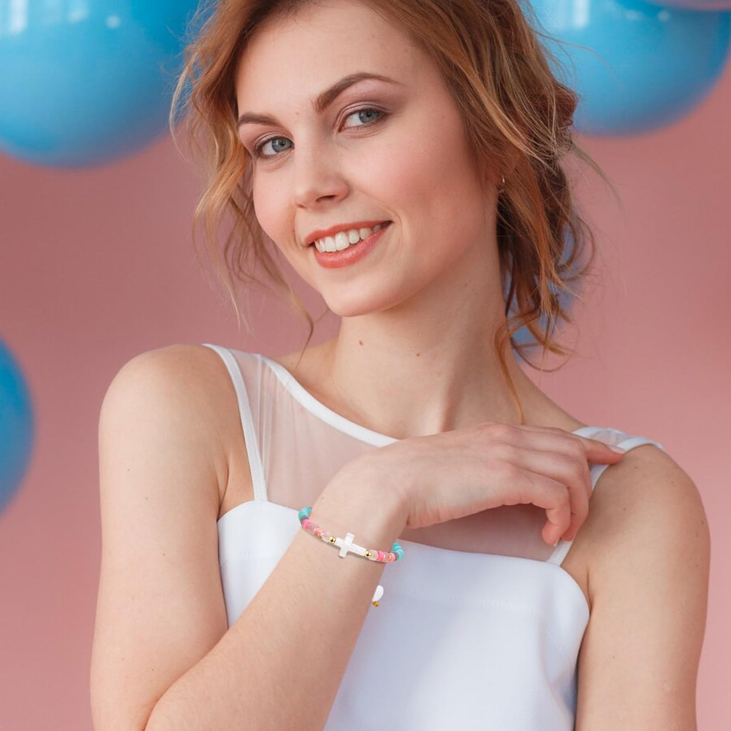 Smilelife Baptism Gift for Women, Girls and Boys - Inspirational Cross Bracelet with 'God Bless You' Card