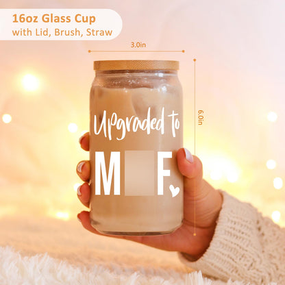 Fairy's Gift New Mom 16 oz Glass Cup w/Lid Straw, Funny New Mom Gifts for Women, Mothers Day, Birthday, Postpartum, Pregnancy Gifts for Expecting Mommy, Pregnant Women, Mother to Be, First Time Mommy