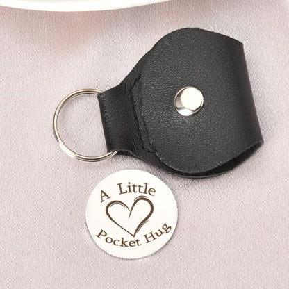 Sisadodo Pocket Hug Token Long Distance Relationship Keepsake Gifts for Women Birthday Christmas Gifts With Leather Keychain