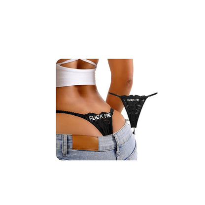 2Pack Women G-String Thongs T Back Low Rise Lace Panties Funny Thongs with Letters Cute Sexy Underwear