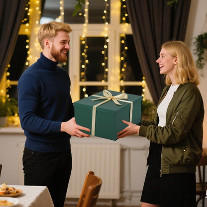 1Pcs Green Extra Large gift box with lids 16.5×13×8 Inches gift boxes for presents,Birthday Box (include Ribbon, Paper Shred Filler Gift Card & Envelopes)