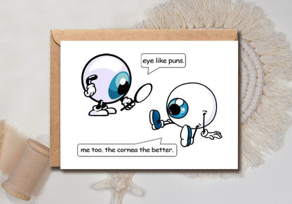 Eye Like Puns Card - Card For Ophthalmologist - Optometry Card For Ophthalmologists - Funny Optometrist Gifts For Women Men - Gifts For Ophthalmologists - Assistant Greeting Card