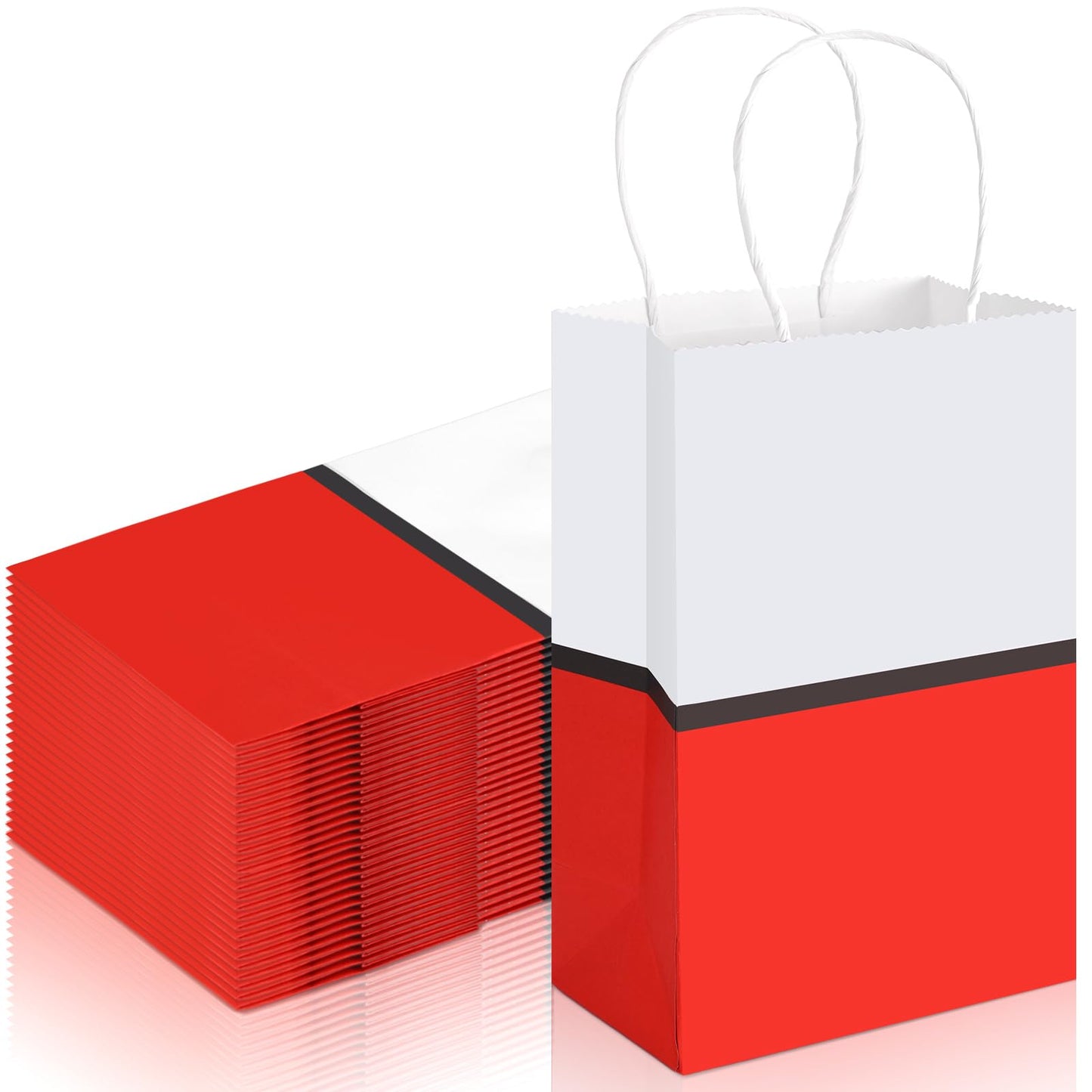 16 Pcs Cartoon Animation Party Gift Bags Red Kraft Treat Bags with Handle Birthday Party Supplies Paper Goodie Container 8.25 x 5.25 x 3 Inches for Birthday Theme Supplies Baby Shower Decorations Candy