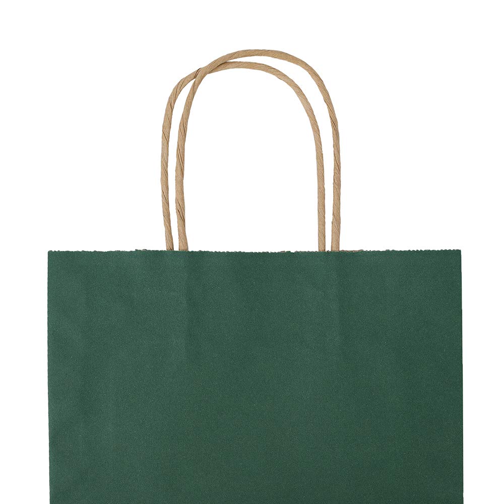 bagmad 50 Pack 8x4.75x10 Inch Medium Green Gift Paper Bags with Handles Bulk, Kraft Bags, Craft Grocery Shopping Retail Party Favors Wedding Business Sacks (Dark Green, 50pcs)