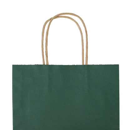bagmad 50 Pack 8x4.75x10 Inch Medium Green Gift Paper Bags with Handles Bulk, Kraft Bags, Craft Grocery Shopping Retail Party Favors Wedding Business Sacks (Dark Green, 50pcs)