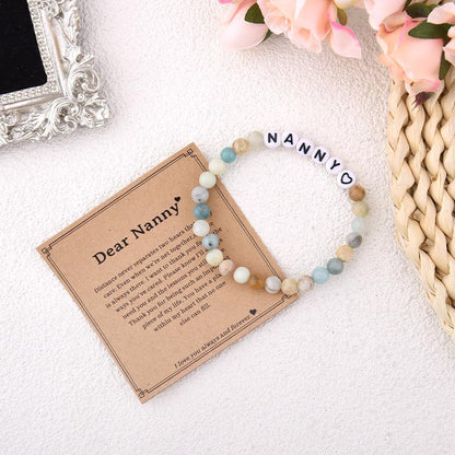 Sisadodo Grandma Christmas Birthday Gift for Nana Nanny Nan Mama Natural Stone Bracelet for Mimi Gigi Gift from Granddaughter Grandson