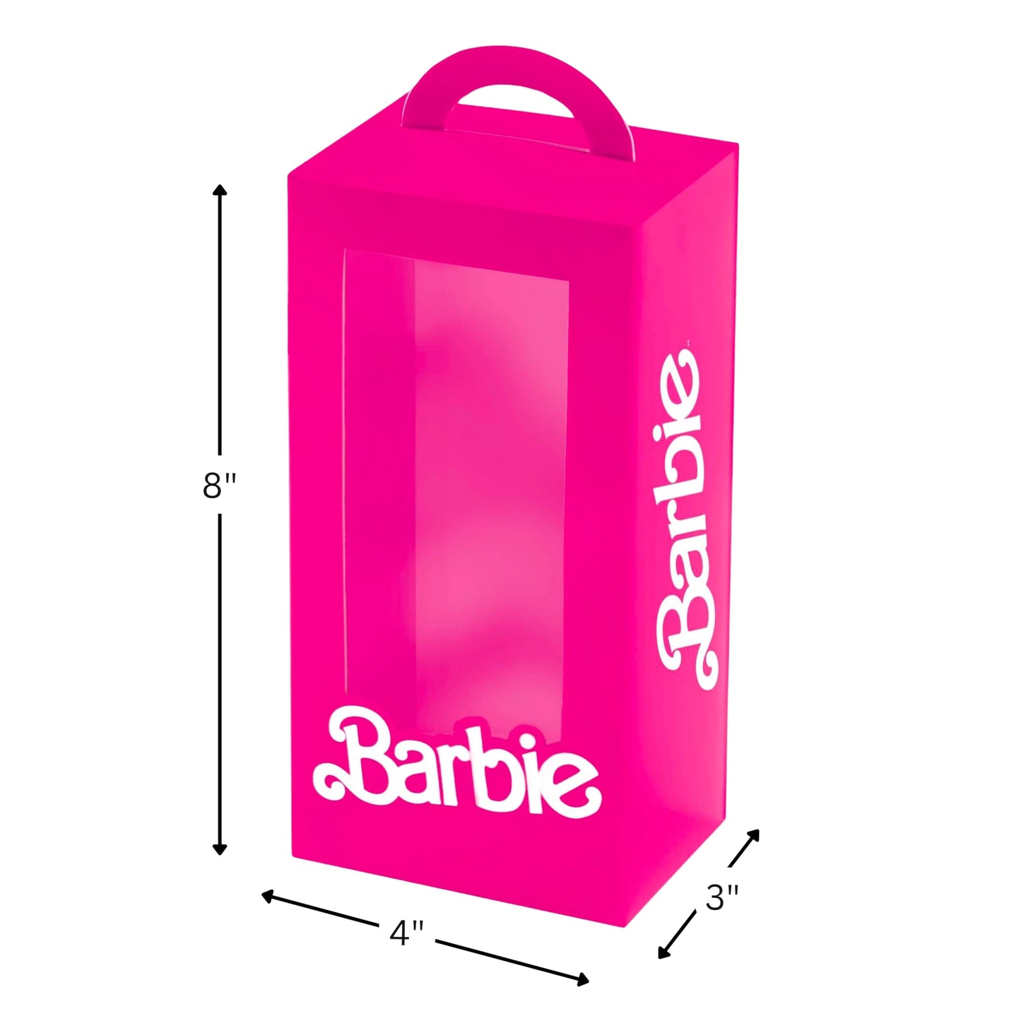 Amscan Elegant Pink Malibu Barbie Favor Boxes - 8" x 4" x 3" (Pack of 4) - Eye-catching Design & Material - Perfect for Birthday Celebrations