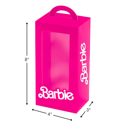 Amscan Elegant Pink Malibu Barbie Favor Boxes - 8" x 4" x 3" (Pack of 4) - Eye-catching Design & Material - Perfect for Birthday Celebrations