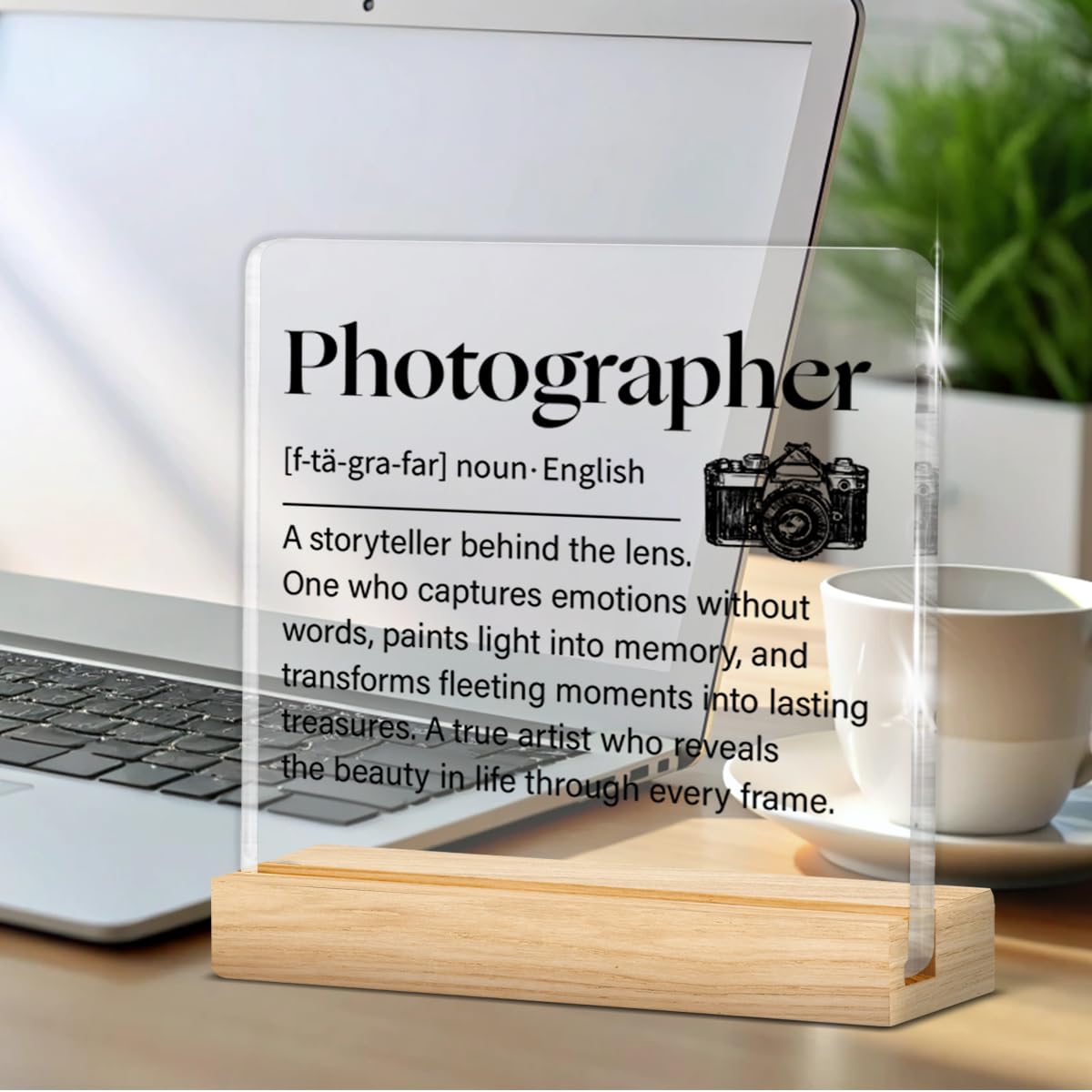 Photographer Gifts for Photography Lovers Women Men, Photography Gift Photographer Acrylic Sign Office Desk Decor 4×4 Inch