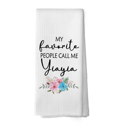 Yiayia's Kitchen Towels, Yiayia Gifts Grandma Gifts, Grandma Gifts from Grandchildren Grandkids Hand Towel Tea Dish Towels 16x24 Inch
