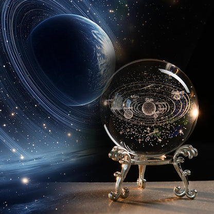 3D Solar System Crystal Ball Universe Gifts 60mm Glass Astronomy Globe Decor Science Planets Model Gift Space Themed Gifts for Space Enthusiasts and Model Collectors