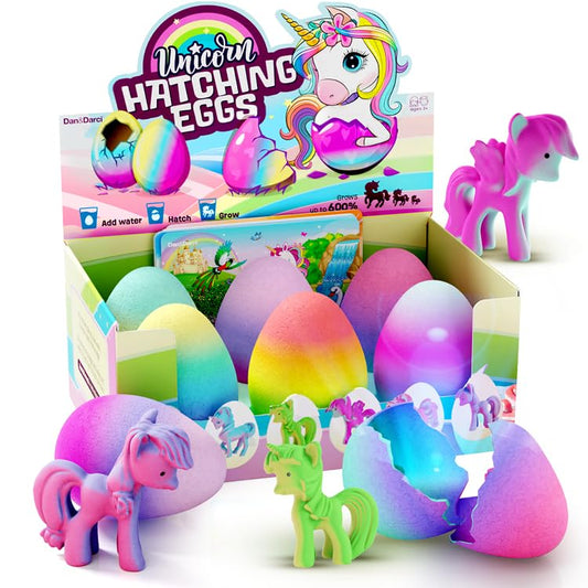 Dan&Darci Unicorn Hatching Surprise Eggs for Kids - Birthday Gift for Girls - 6 Pack Grows 600% - Toys for Girls 3-8 - Party Favors for 3+ Year Old Girl - Gifts for Ages 3 4 5 6 7 8