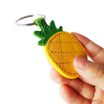 Cute Keyring, Pineapple Keychain Handmade Leather Keychain Bag Charm Car Cell Phone Decor Ornament, Gifts for Her (Yellow)