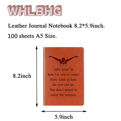 Swimming Gift Swimmer Leather Notebook Swim Lover Gifts for Swimmer Swim Team Notebook Inspirational Gift(Take pride-Swimming)