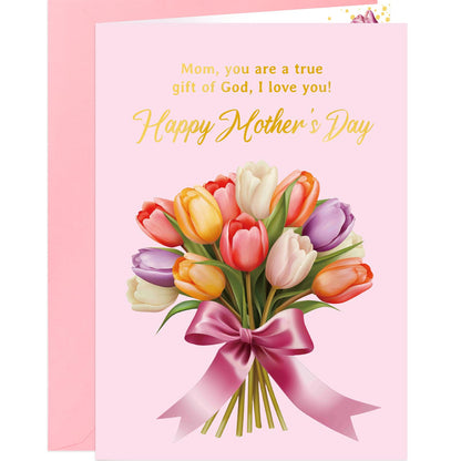 ceiba tree Happy Mother's Day Card Religious Christian Mothers Day Card for Mom 5x7 in with Envelope Message Inside